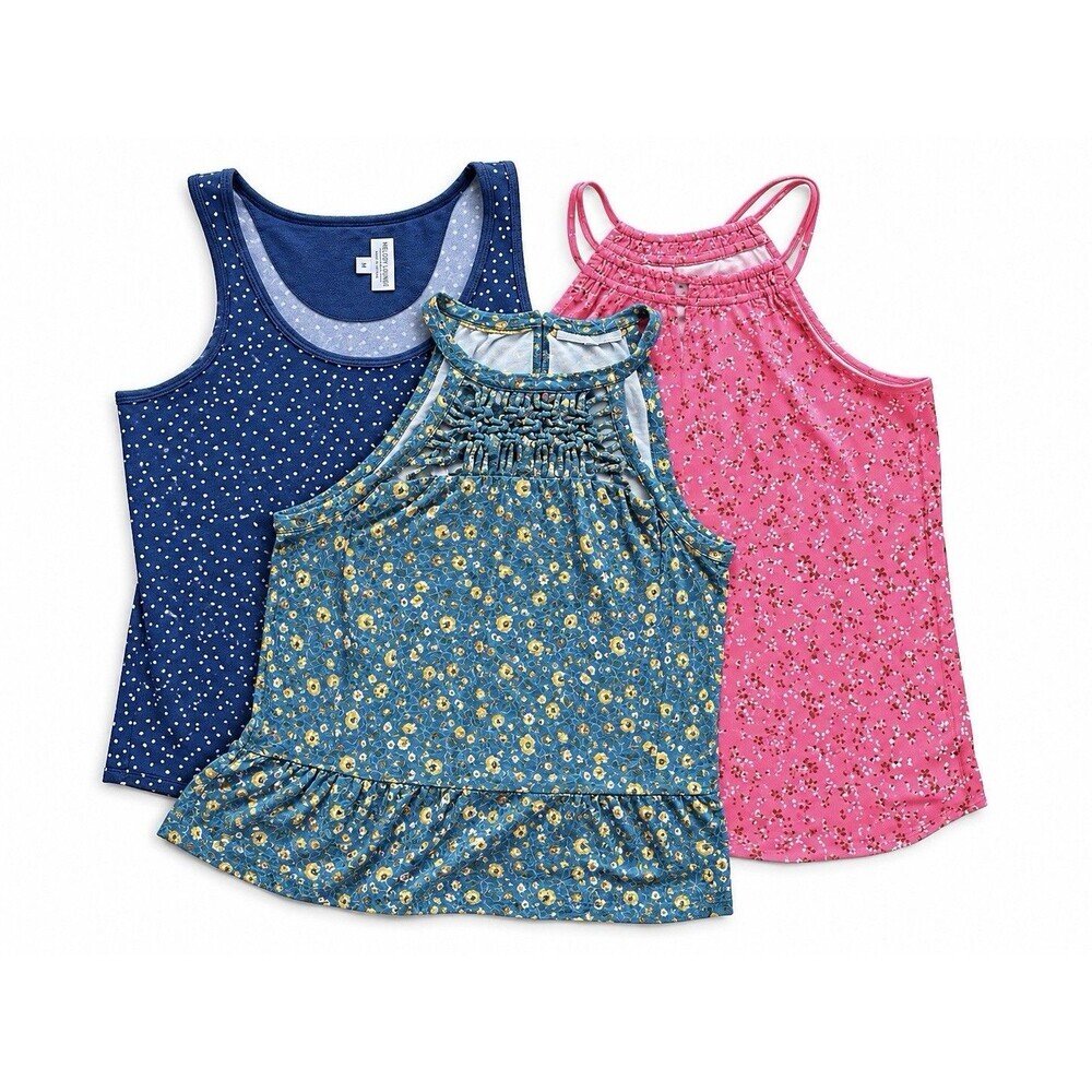 Lot of 3 Women’s Tank Tops Medium Floral Polka Dot Summer Boho Casual Tops